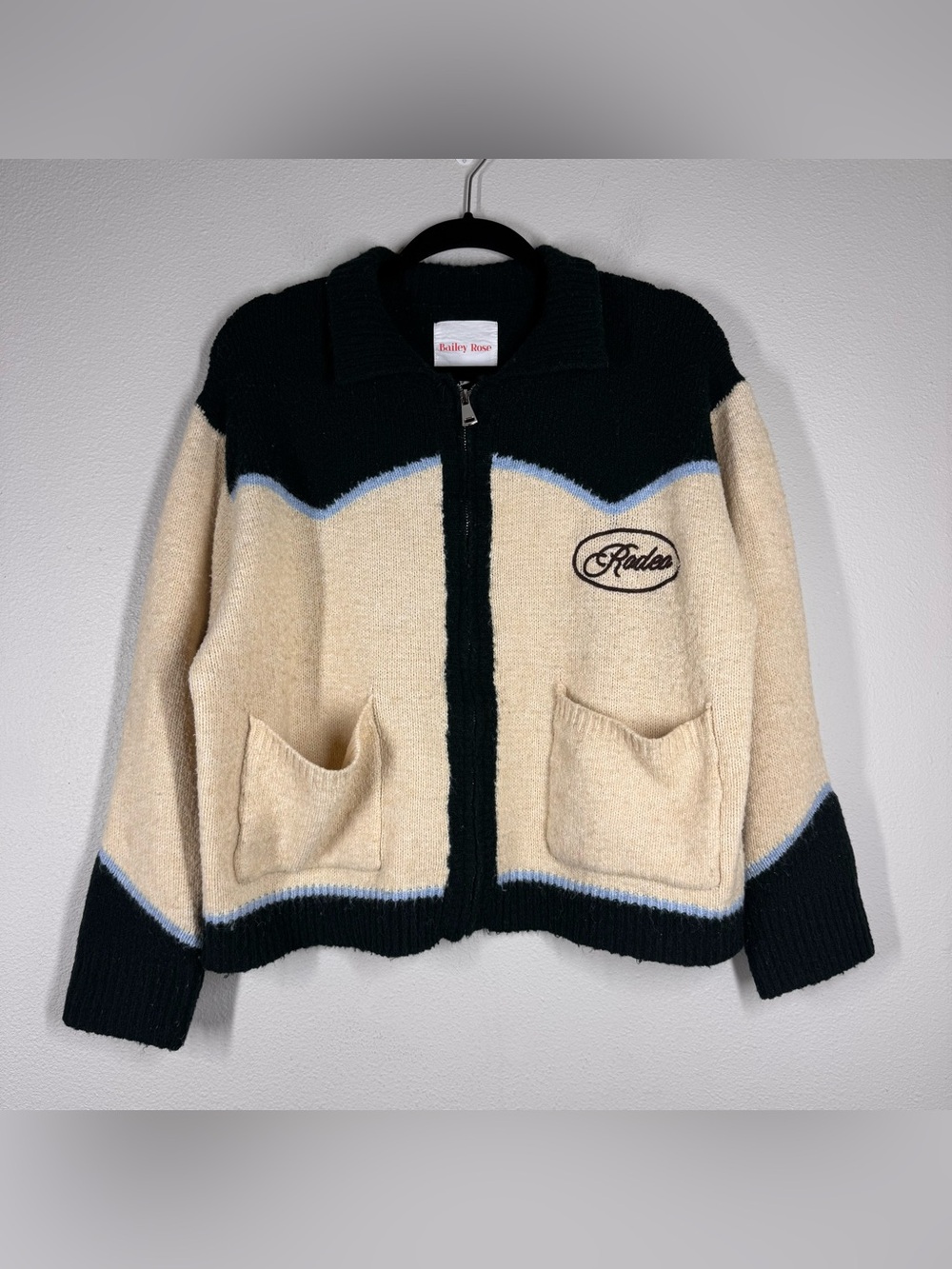Bailey Rose Rodeo Zip Up Sweater Jacket Small Cowboy Cowgirl Western Equestrian